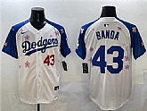 Men's Los Angeles Dodgers #43 Anthony Banda White Royal 2025 Tokyo Series Limited Stitched Baseball Jersey,baseball caps,new era cap wholesale,wholesale hats